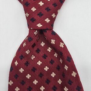 Vintage Tommy Hilfiger Made in USA Silk Tie Red & Blue Geometric Contrast Print